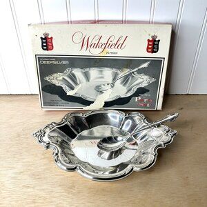 Vintage Retro International Deep Silver Wakefield Two-Piece Party Set Bowl Spoon